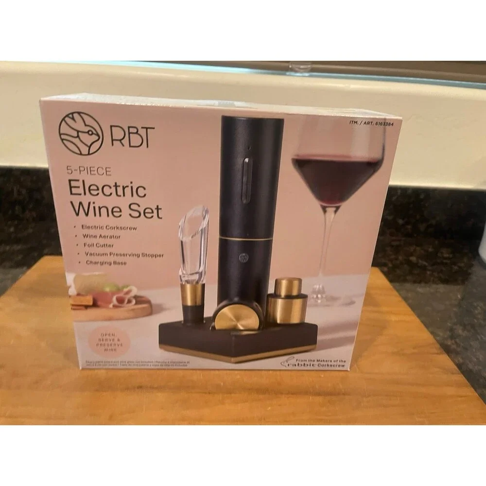 New 5-Piece Electric Wine Set- RBT Electric Wine Bottle Opener